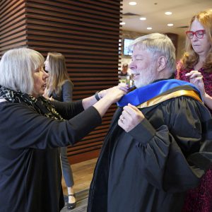 Steve Wozniak was the 2024 Commencement Address speaker at the University of Colorado Boulder.  (Photo by Casey A. Cass/University of Colorado)