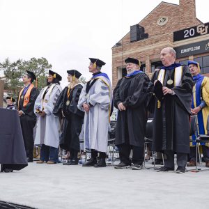 Steve Wozniak was the 2024 Commencement Address speaker at the University of Colorado Boulder.  (Photo by Casey A. Cass/University of Colorado)